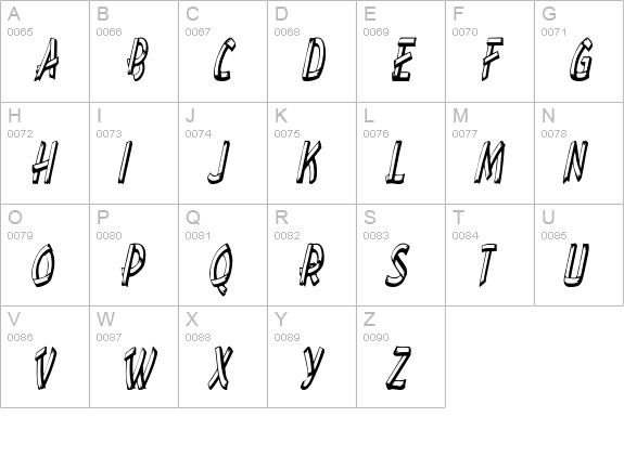 TreehouseCondensed Oblique uppercase A-Z preview