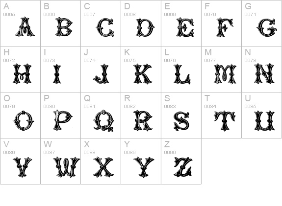 TrefoilCapitals uppercase A-Z preview