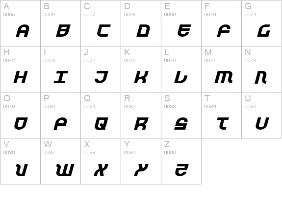 Trek Trooper Expanded Italic uppercase A-Z preview