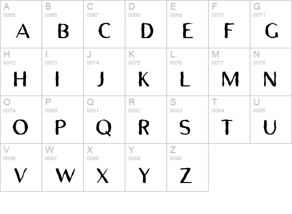 TRGrunge uppercase A-Z preview