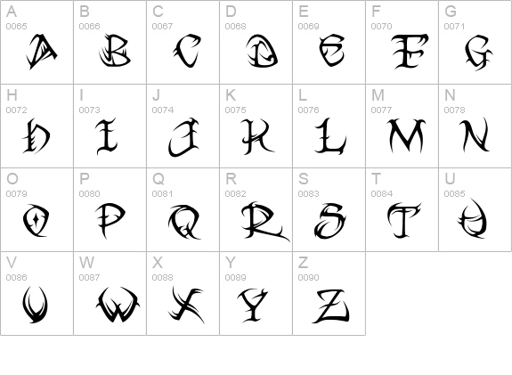 Tribal Two uppercase A-Z preview