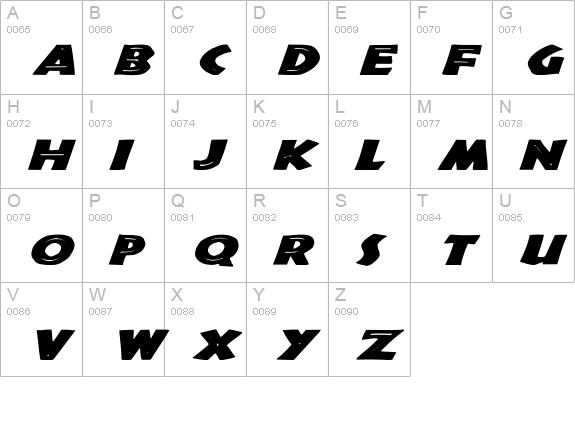 Tribeca Wd Bold Italic uppercase A-Z preview