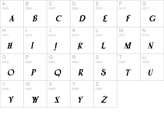 Trifles Italic uppercase A-Z preview