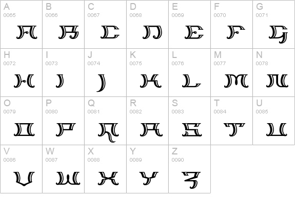 Trillium-Gilded uppercase A-Z preview
