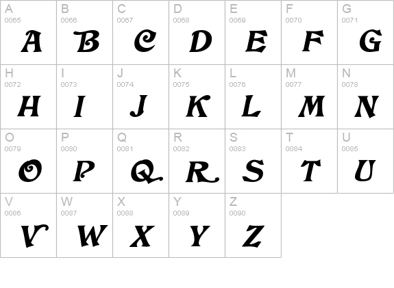 Tringle Bold Italic uppercase A-Z preview