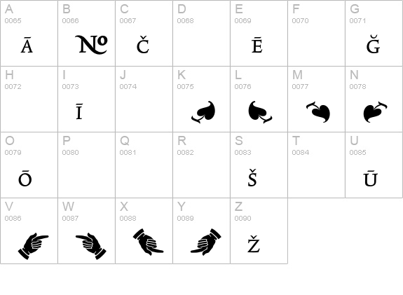 TriniteNo1-RomanCondensedPi uppercase A-Z preview