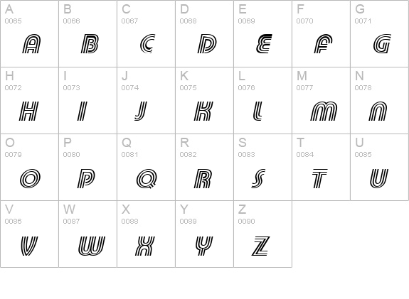 Triplee Slanted uppercase A-Z preview