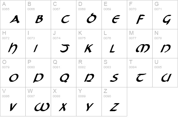Tristram Bold Italic uppercase A-Z preview