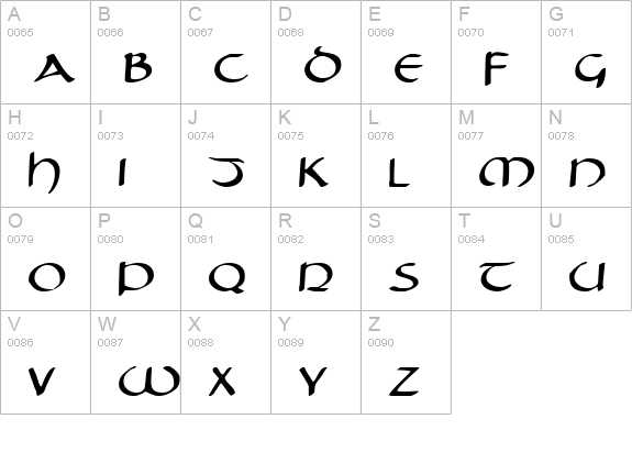 Tristram Expanded uppercase A-Z preview