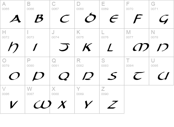 Tristram Expanded Italic uppercase A-Z preview