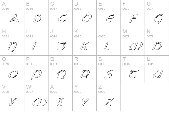 Tristram Shadow Italic uppercase A-Z preview