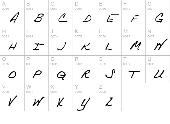 TrixiesHand Regular uppercase A-Z preview
