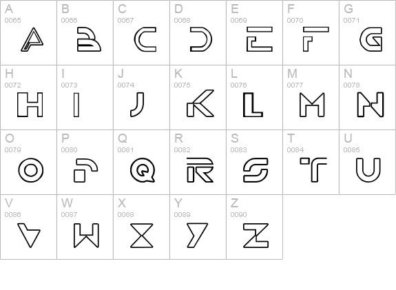 TRON uppercase A-Z preview