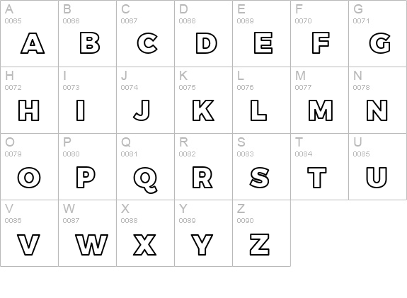 Trueno Black Outline uppercase A-Z preview
