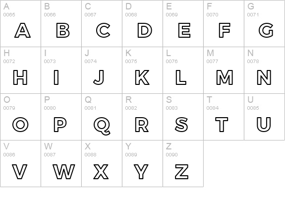 Trueno Bold Outline uppercase A-Z preview