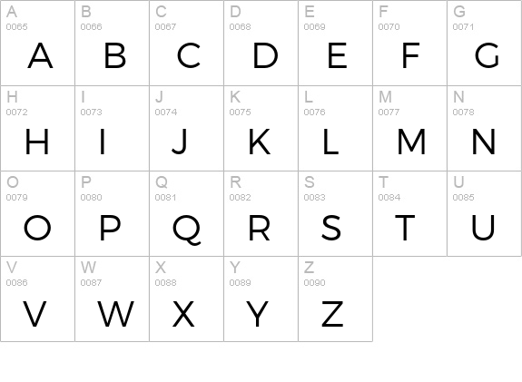 Trueno Light uppercase A-Z preview