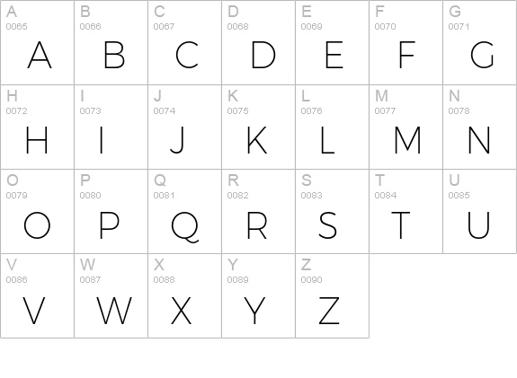 Trueno UltraLight uppercase A-Z preview
