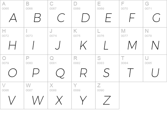 Trueno UltraLight Italic uppercase A-Z preview