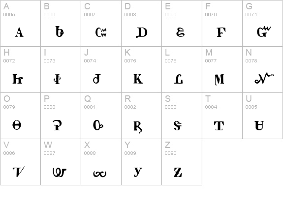 Tschiroki uppercase A-Z preview