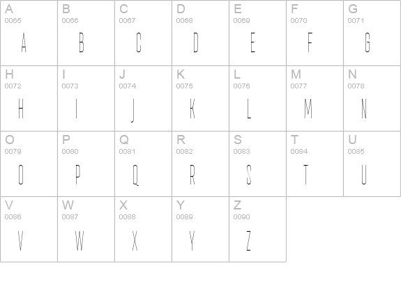 TT Bluescreens Thin uppercase A-Z preview