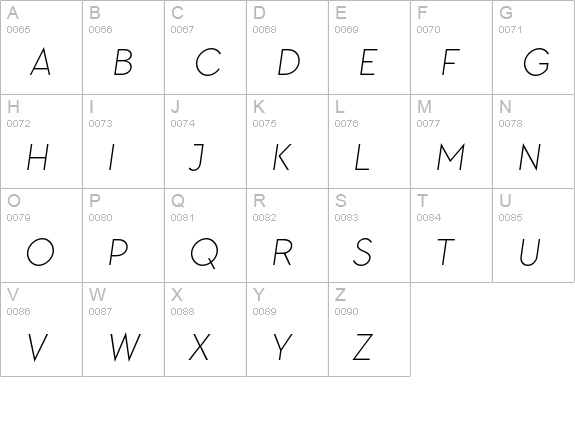 TT Chocolates Light Italic uppercase A-Z preview