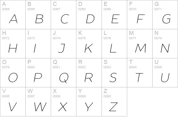 TT Prosto Sans Thin Italic uppercase A-Z preview