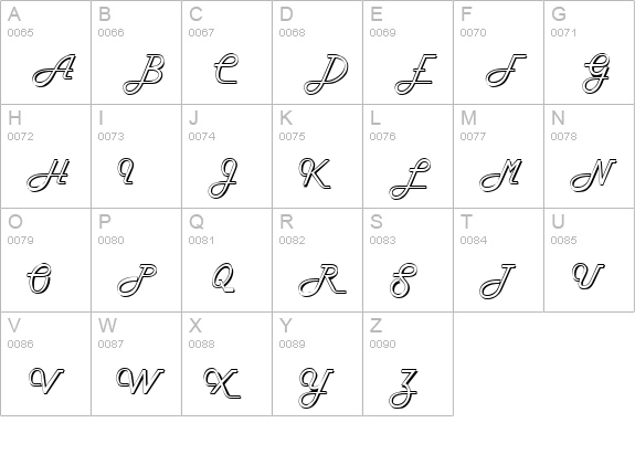 Tubula Script SSi uppercase A-Z preview