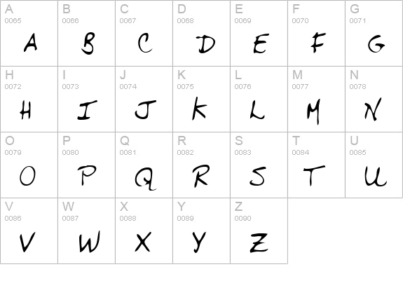 TullysHand Regular uppercase A-Z preview
