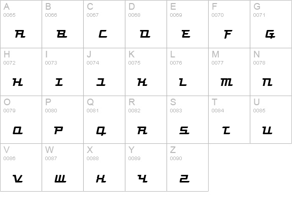 Turbon Italic uppercase A-Z preview