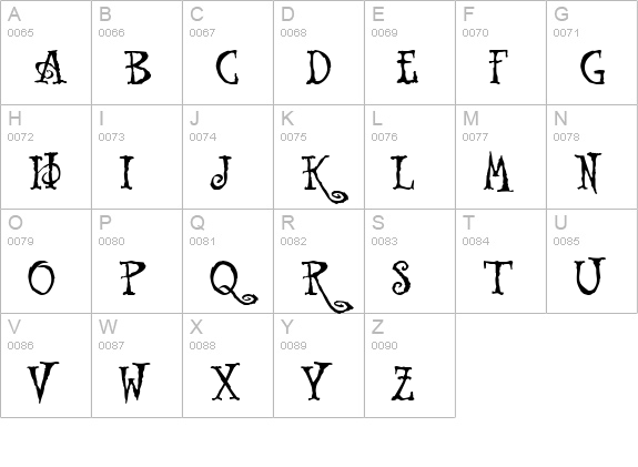 Tuscarora uppercase A-Z preview