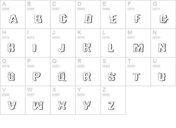 Tussle Expanded Outline uppercase A-Z preview