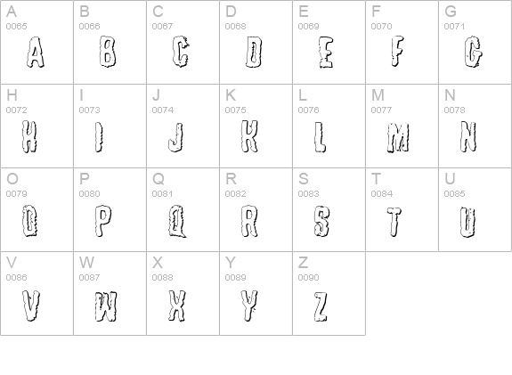 Tussle Outline uppercase A-Z preview