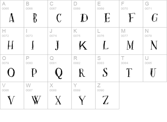 Two Fingers Bodoni Crashed uppercase A-Z preview