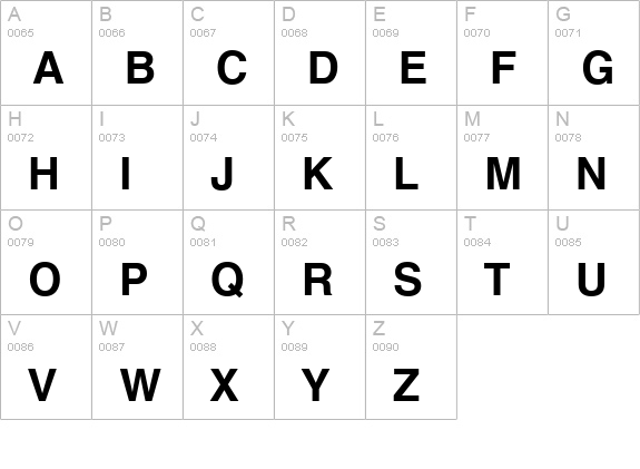 TxFntB10 uppercase A-Z preview