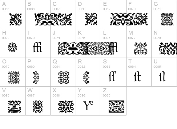 Tynxtras uppercase A-Z preview