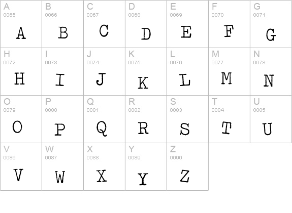 Typewriter-Alternate uppercase A-Z preview