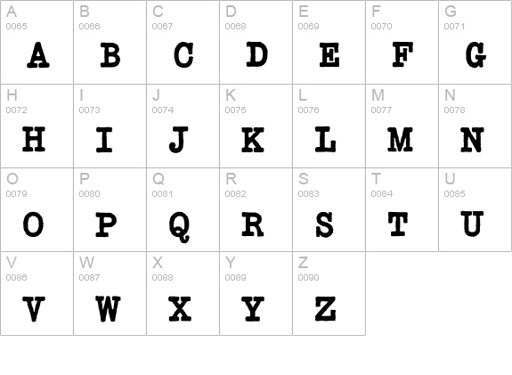Typewriter-Bold uppercase A-Z preview