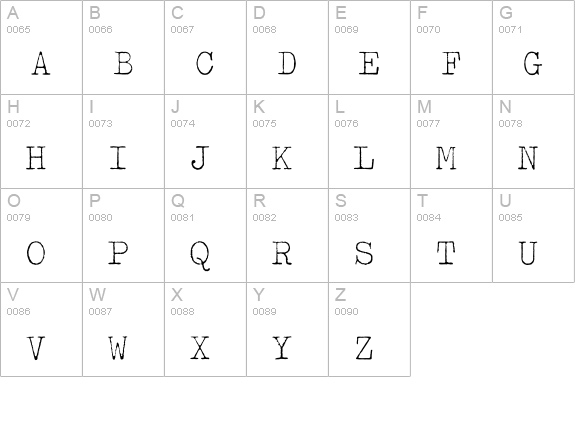 Typewriter-ExtraLight uppercase A-Z preview