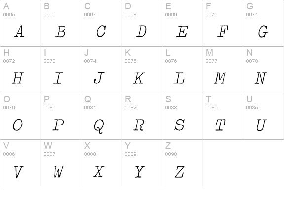 Typewriter-LightOblique uppercase A-Z preview