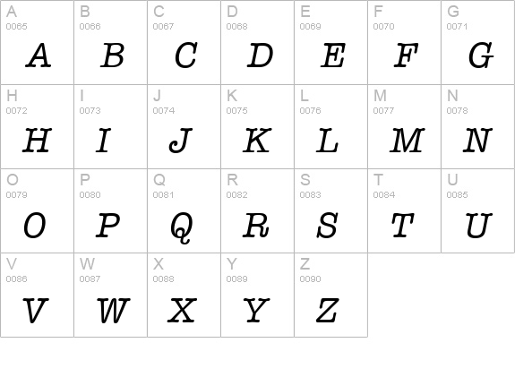 Typewriter-Osf-Italic uppercase A-Z preview
