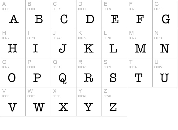 Typewriter-Osf-Regular uppercase A-Z preview