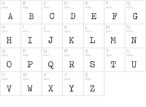 Typewriter-Regular uppercase A-Z preview
