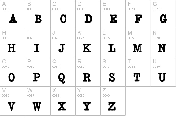 TypeWriterBoldConde uppercase A-Z preview