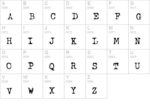 TypewriterOldstyle uppercase A-Z preview