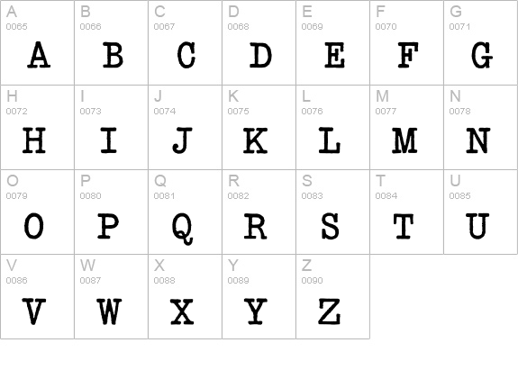 TypeWriterRomanConde uppercase A-Z preview