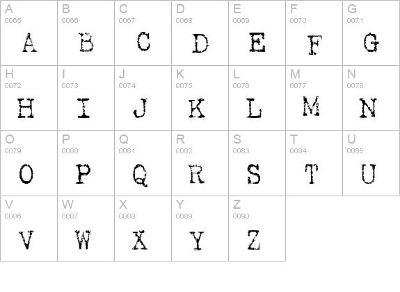 TypewriterRough uppercase A-Z preview