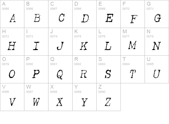 TypewriterRough Italic uppercase A-Z preview
