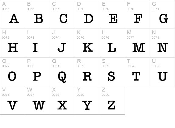 TypewriterSerial-Medium-Regular uppercase A-Z preview