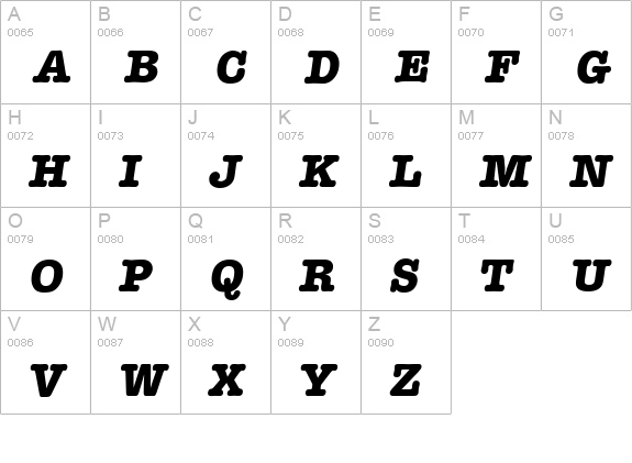 TypewriterSerial-Xbold-Italic uppercase A-Z preview