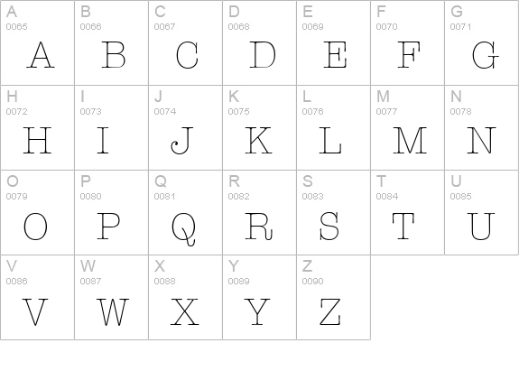 TypewriterSerial-Xlight-Regular uppercase A-Z preview